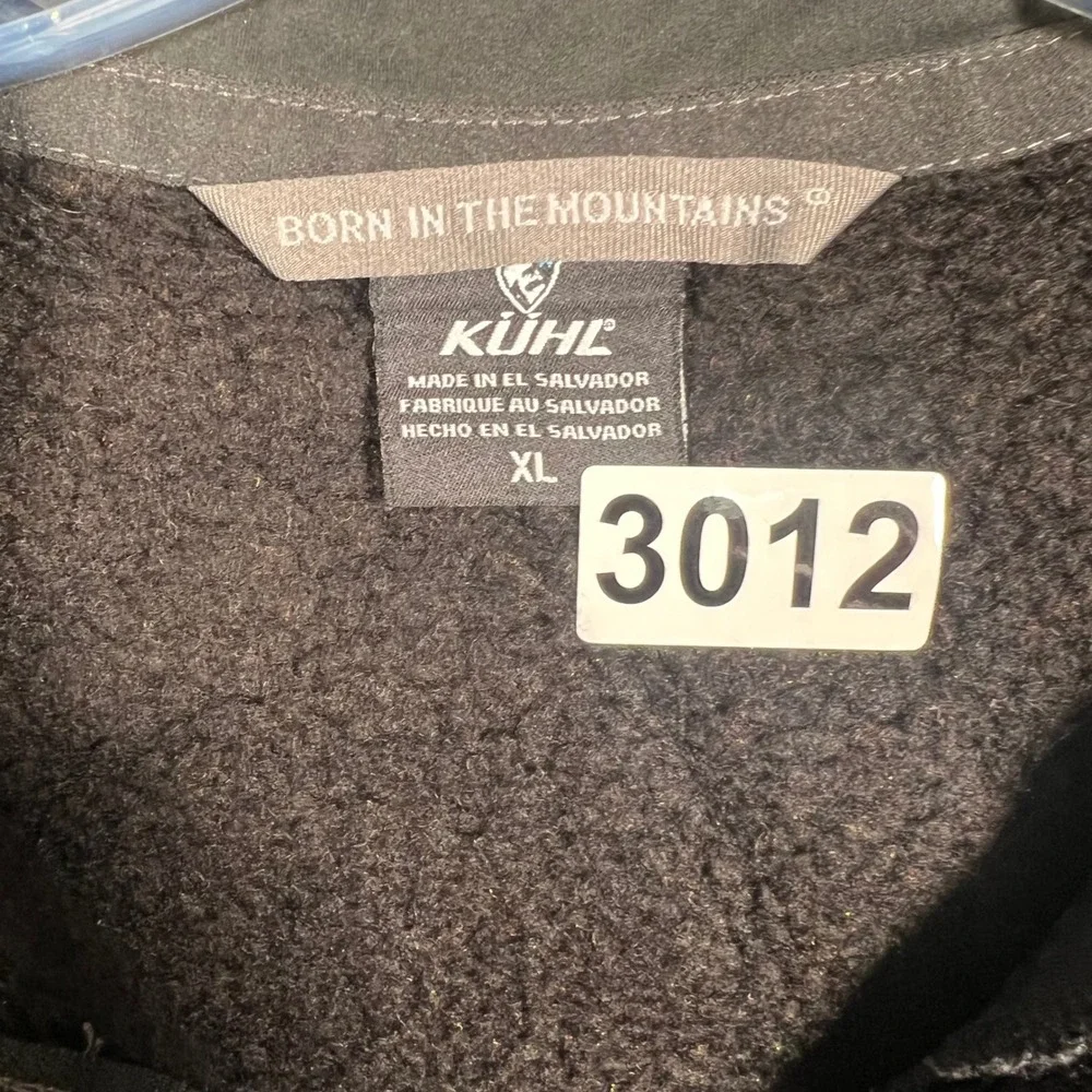 Kuhl Revel Mens XL Black Quarter‎ Zip Fleece Pullover Sweater Contrast Stitch